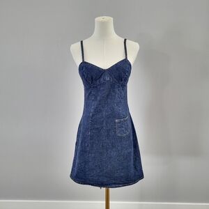 Y2K Retro Vintage Request Stretch Denim Mini Dress